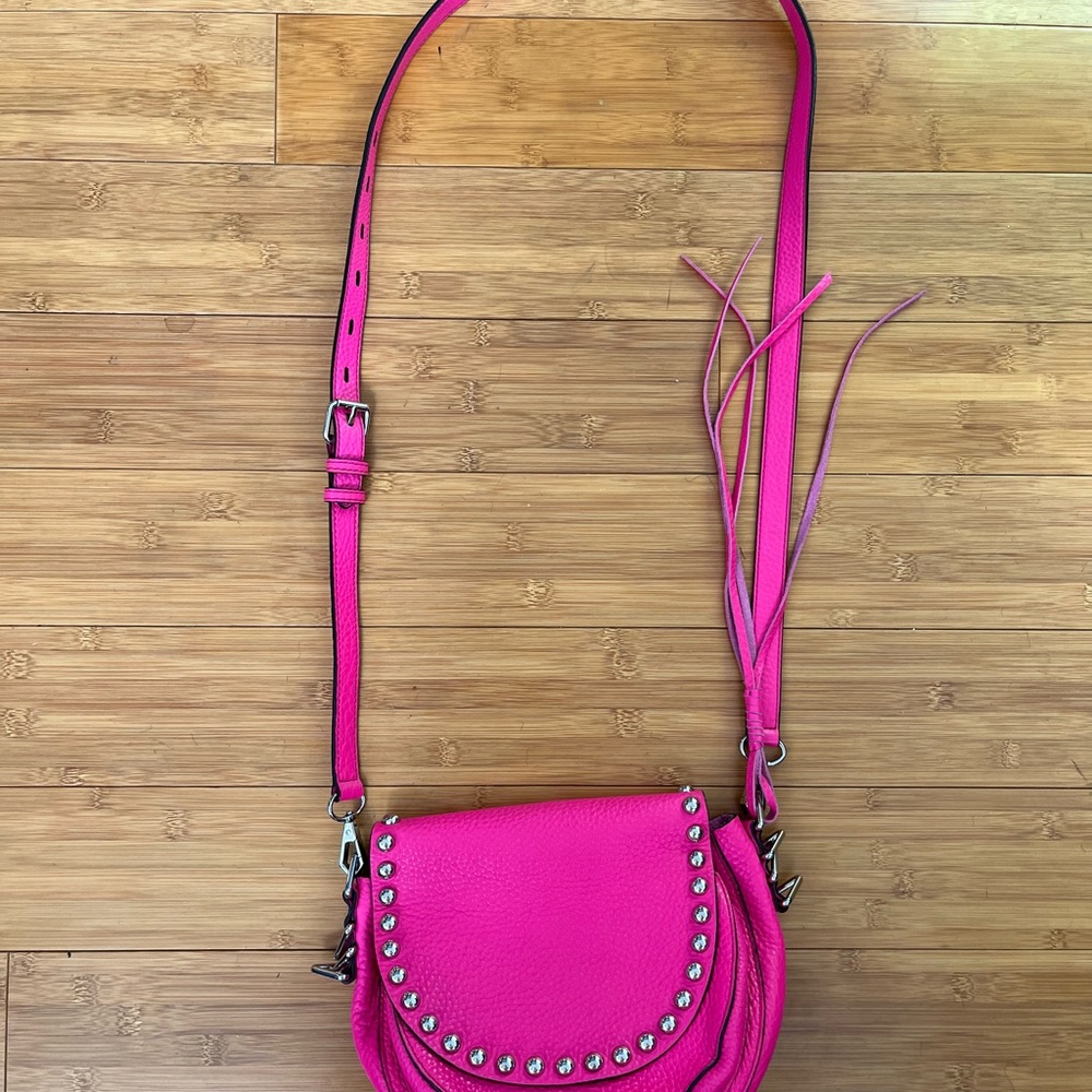 Barbie Pink Rebecca Minkoff Astor Crossbody Purse Pebbled Leather Studded